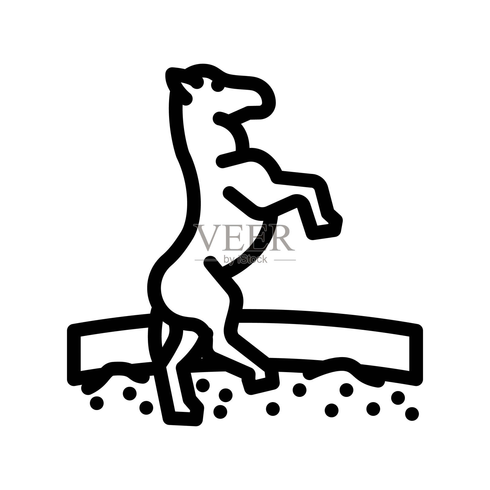 马戏团马狂欢节复古秀线图标矢量插图插画图片素材