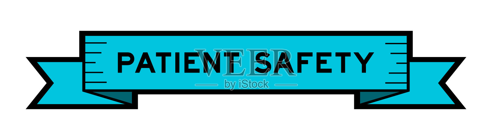 丝带标签横幅与字病人安全在白色背景上的蓝色插画图片素材