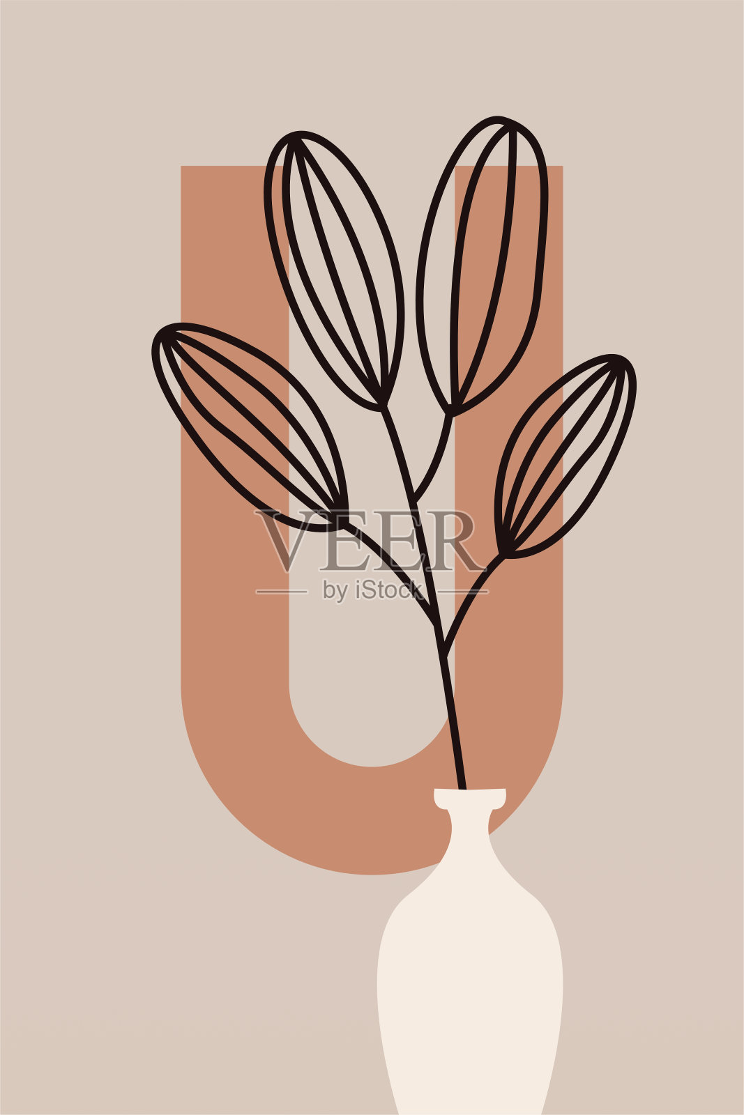 可打印的植物波西米亚形状的墙壁装饰插画图片素材