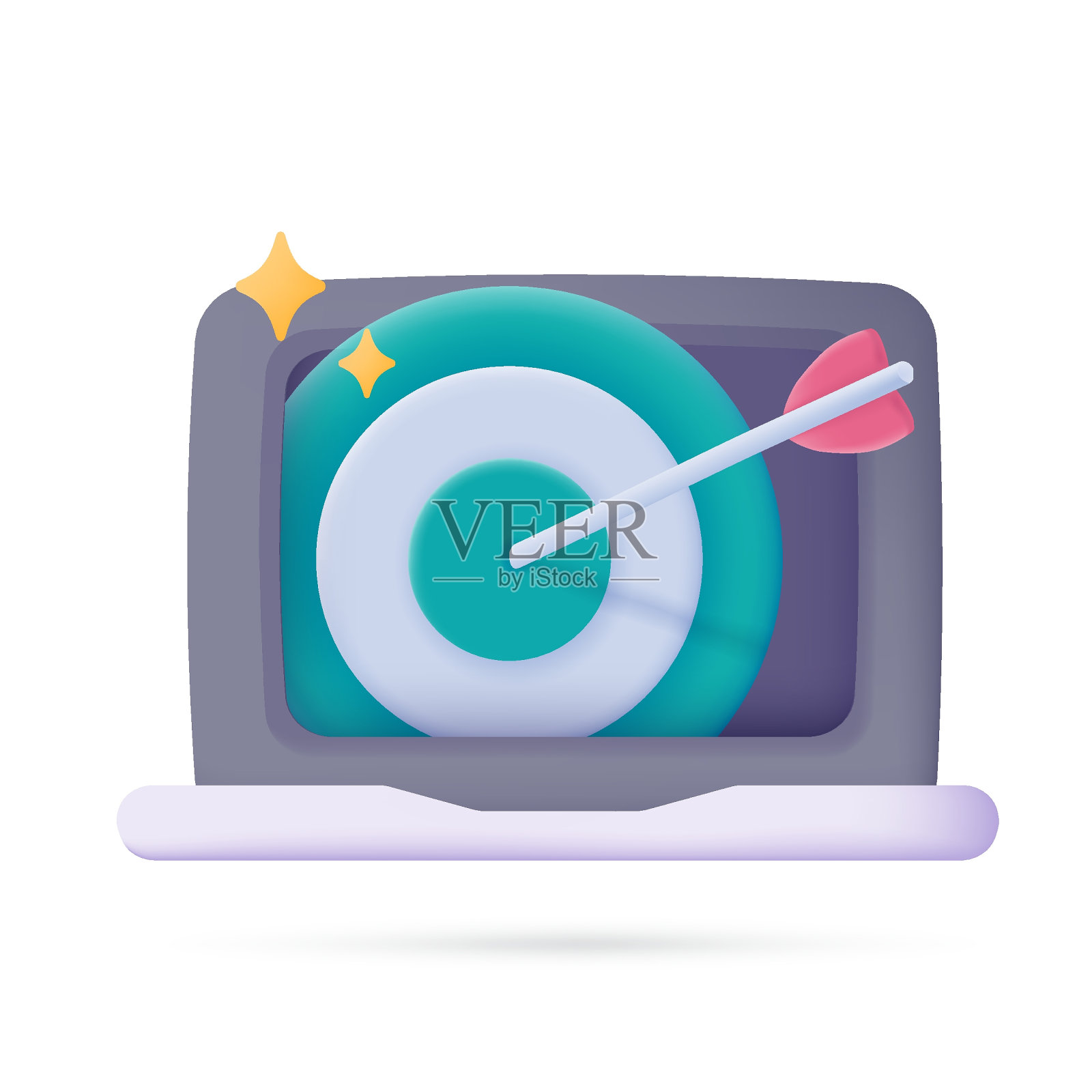 3D目标投射从一个计算机显示器的概念，承诺业务目标插画图片素材