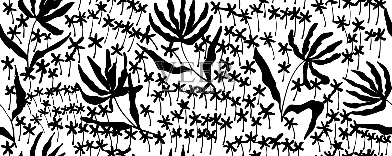 时尚的花卉无缝图案的织物设计。插画图片素材