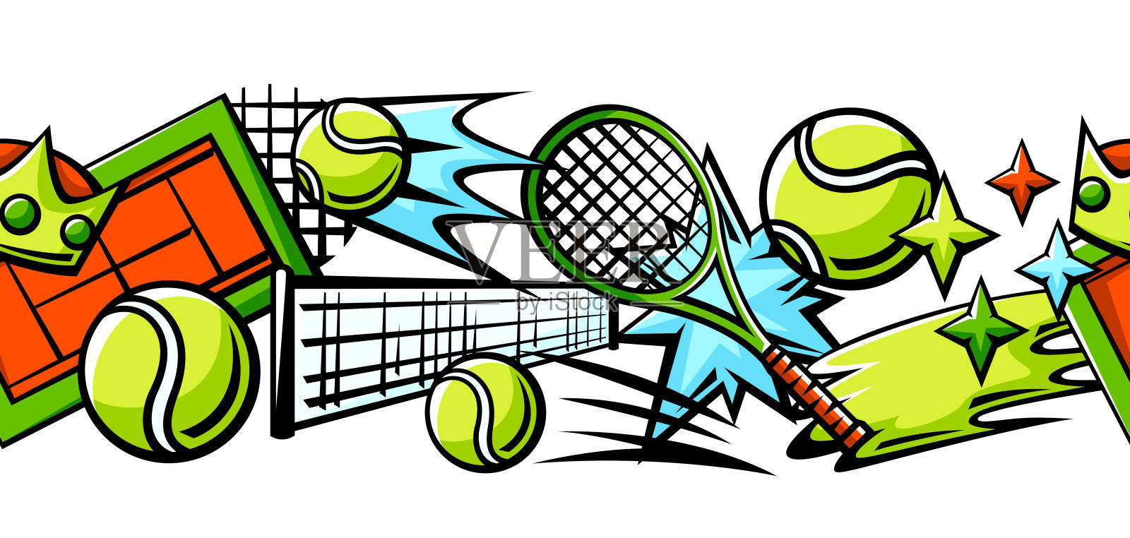 图案与网球项目。体育俱乐部插图。插画图片素材