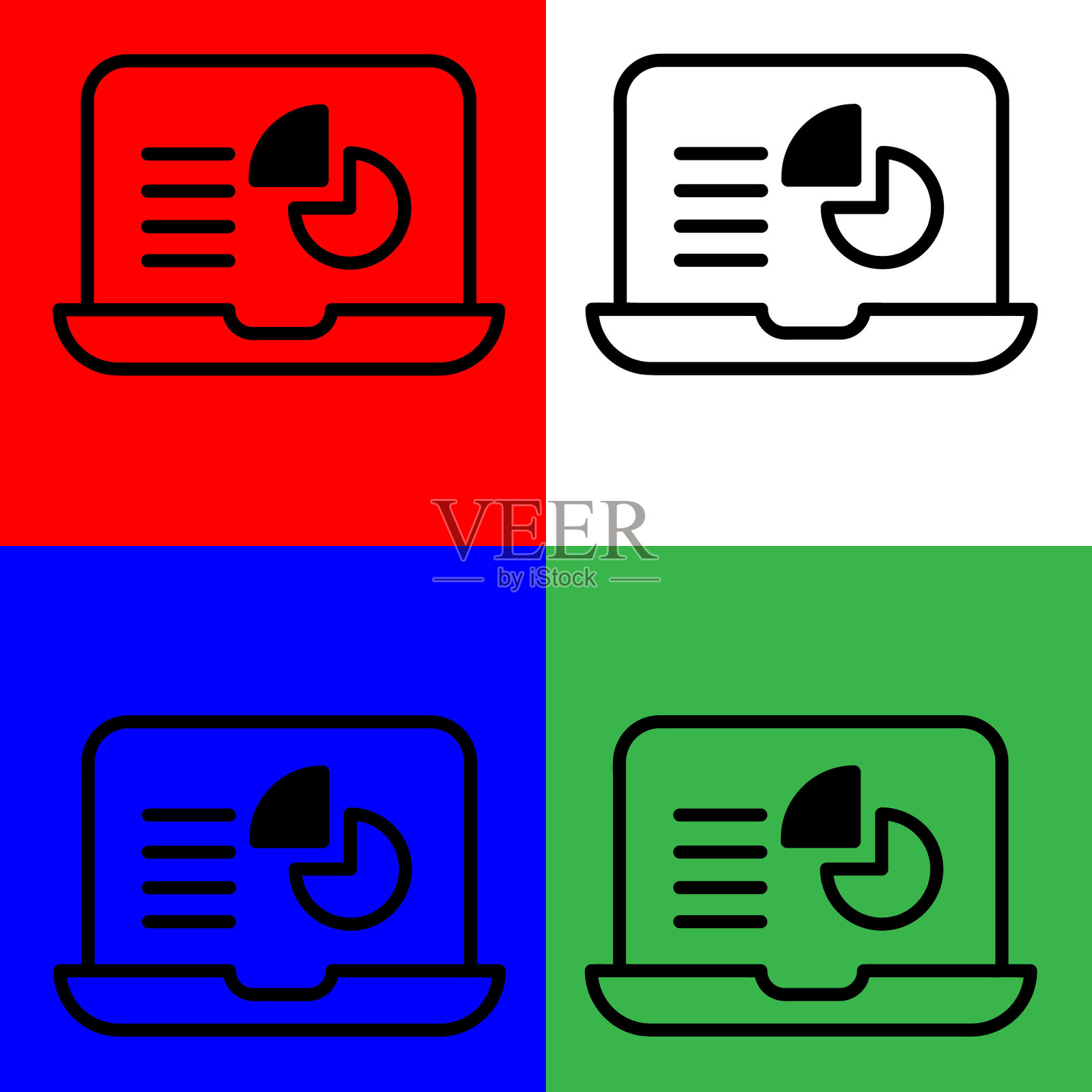 数据分析矢量图标，线性风格，隔离在白色背景上。插画图片素材