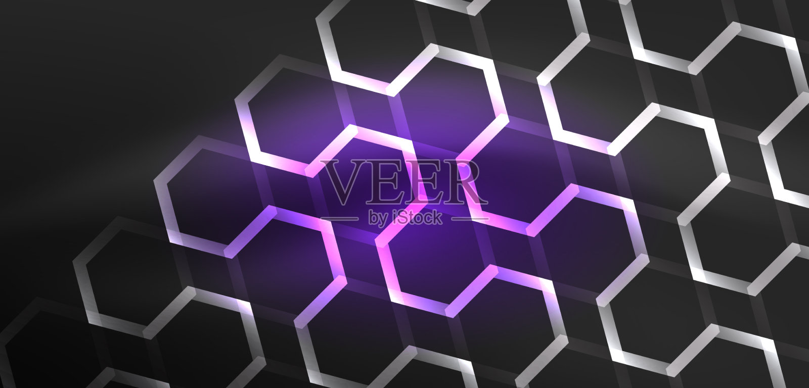 六边形抽象背景技术发光霓虹灯插画图片素材