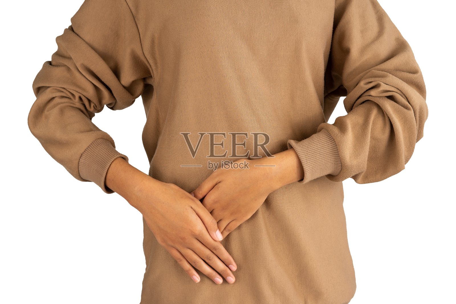 女子双手托着肾的腹部照片摄影图片