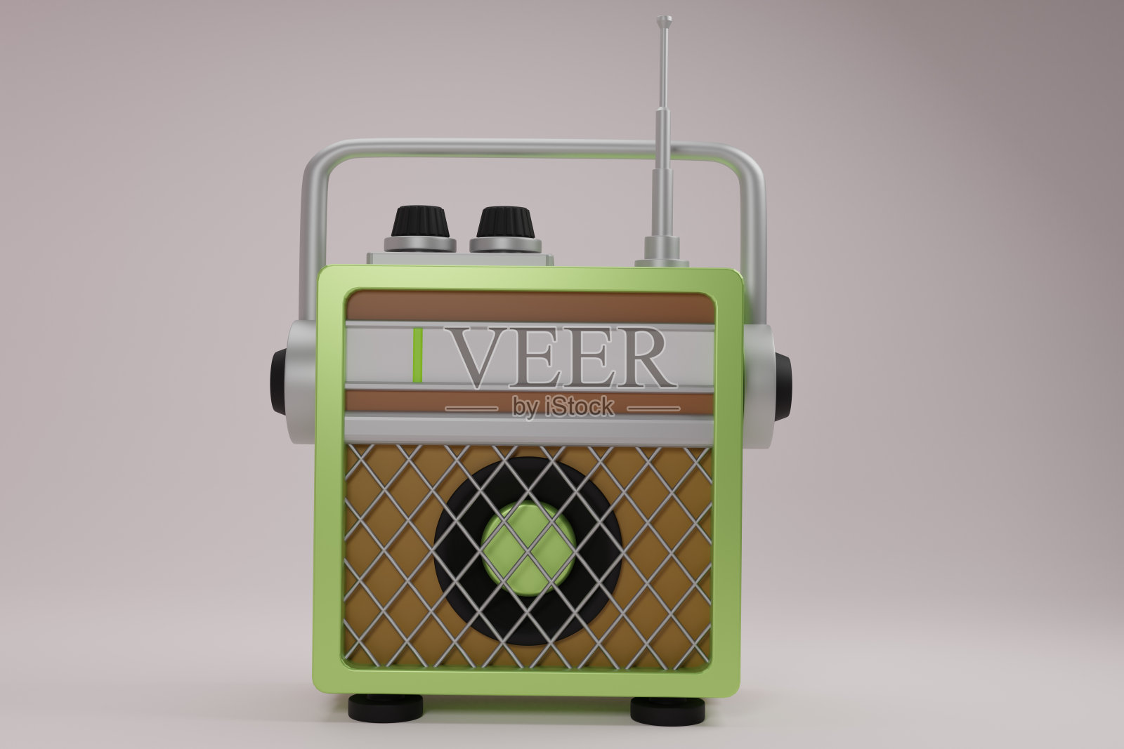 3d逼真渲染插图旧版本浅绿色复古收音机。孤立的矢量插图与白色背景照片摄影图片