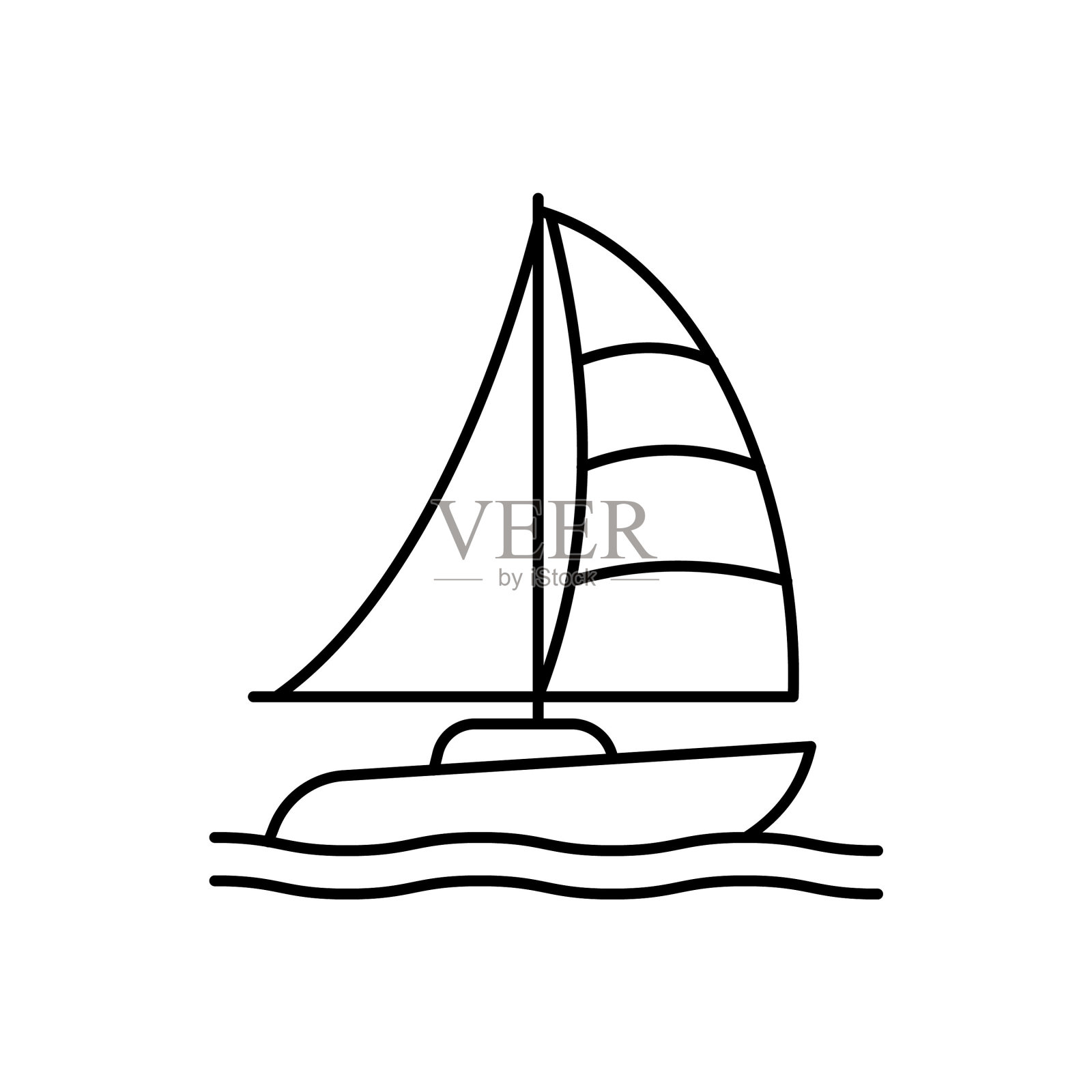 游艇轮廓矢量图标，可以轻松地编辑或修改插画图片素材