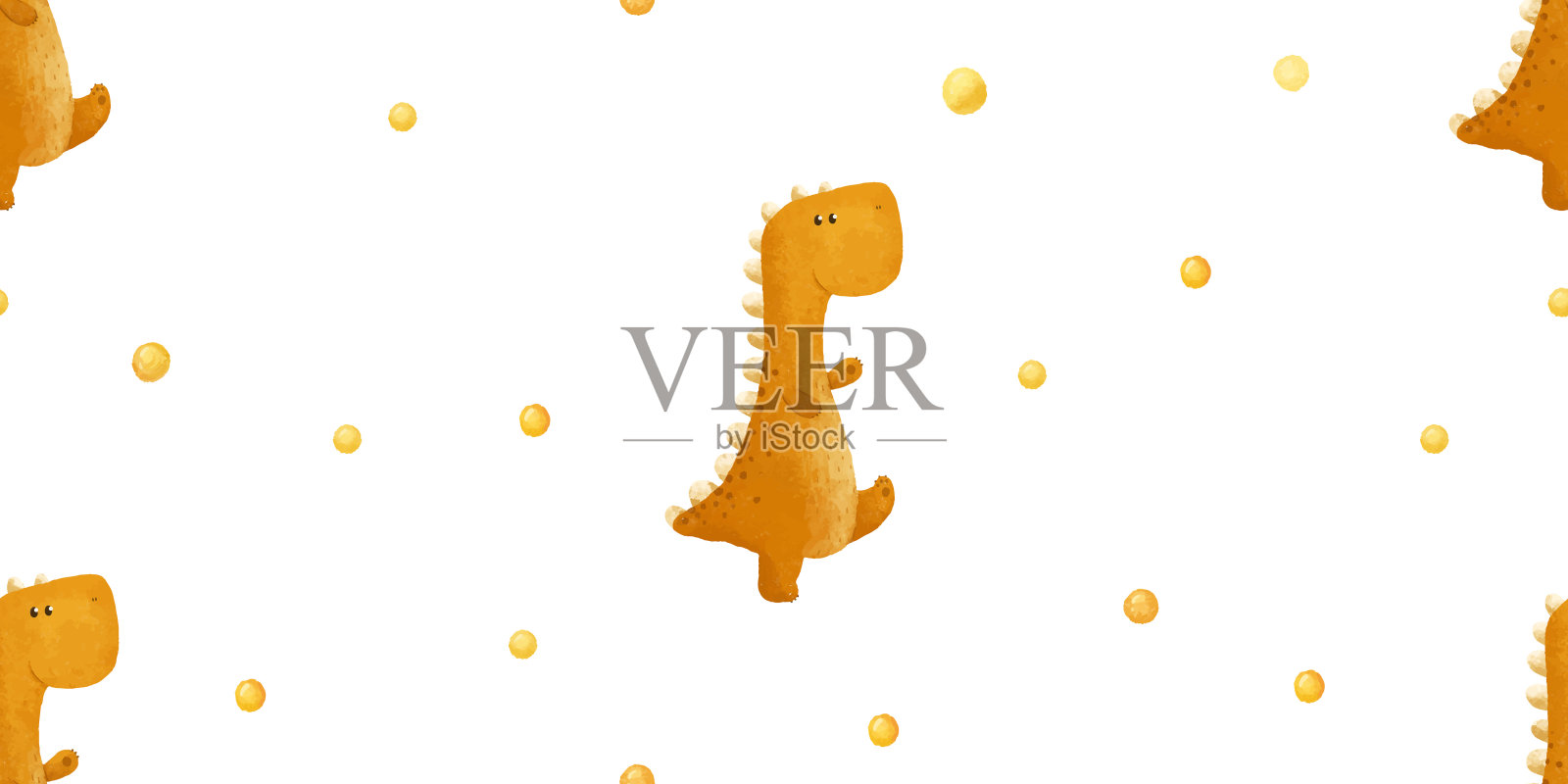 儿童无缝图案与有趣的彩色恐龙，恐龙无尽的纺织，重复设计插画图片素材