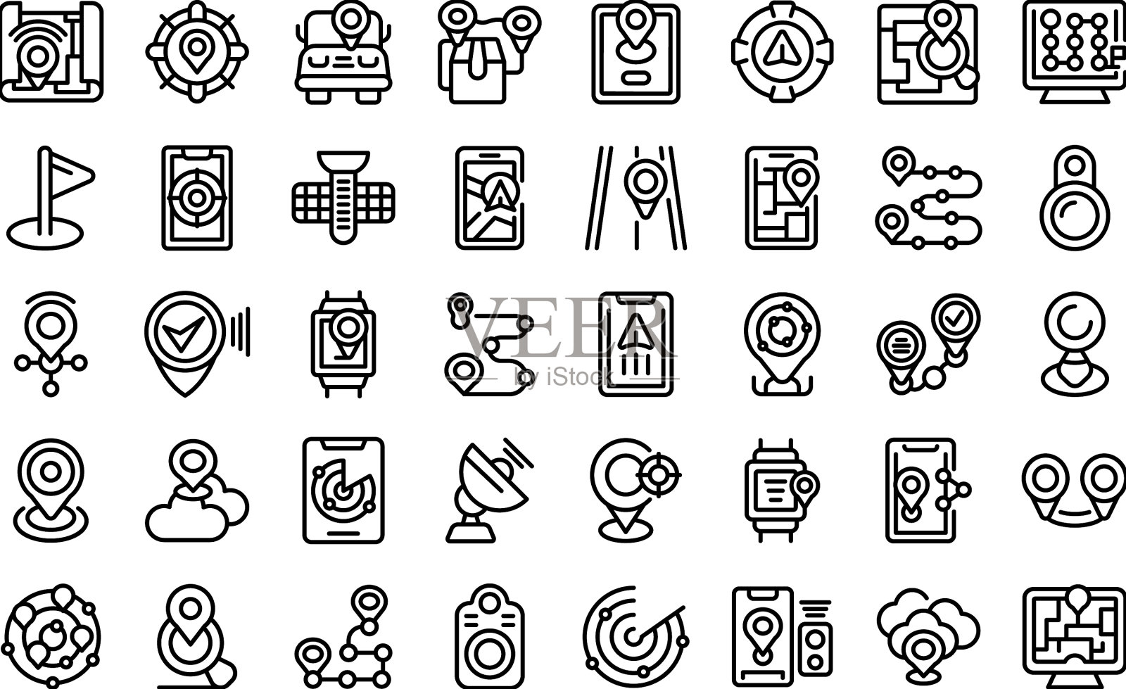 GPS跟踪器图标设置轮廓车图标素材