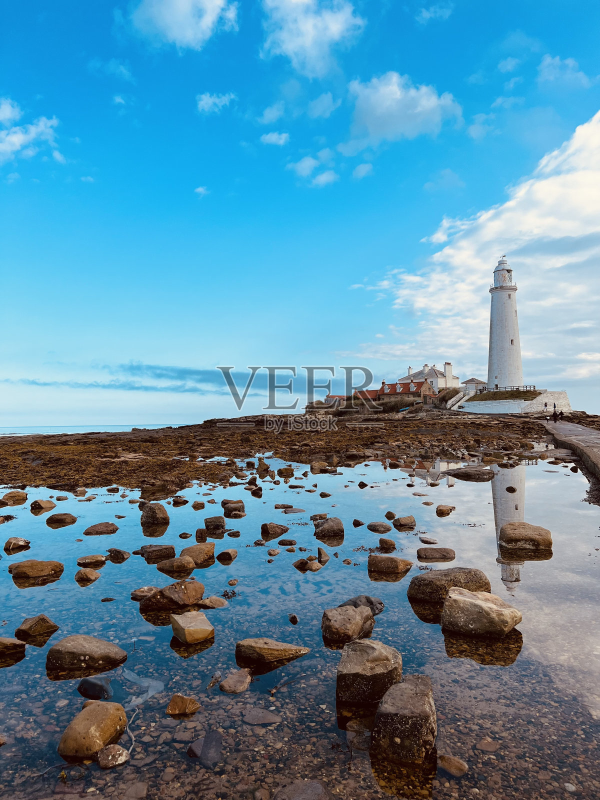 惠特利湾的圣玛丽灯塔照片摄影图片