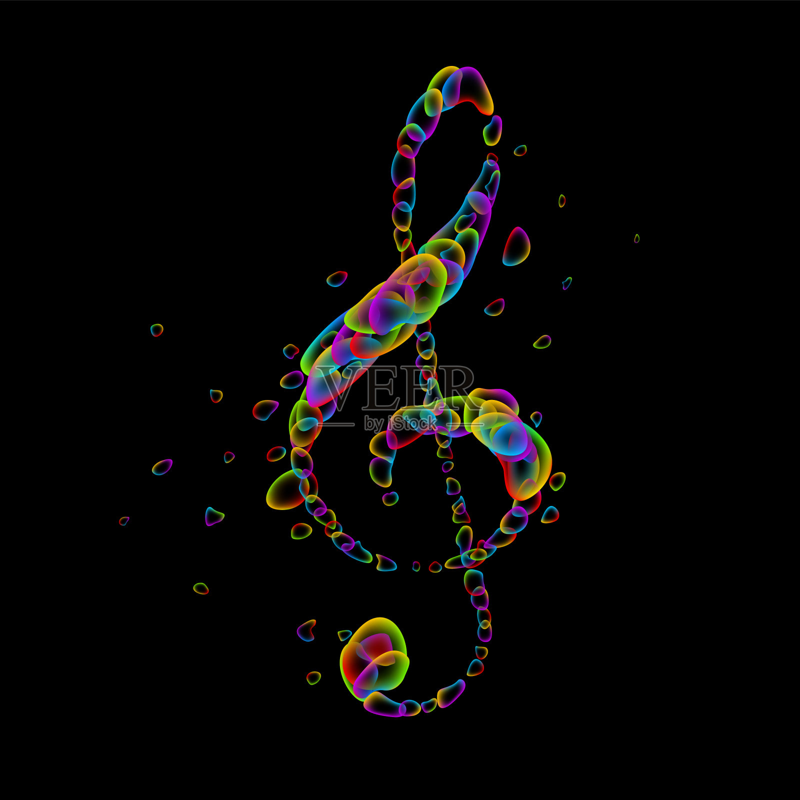 高音谱号象征彩虹泡泡插画图片素材