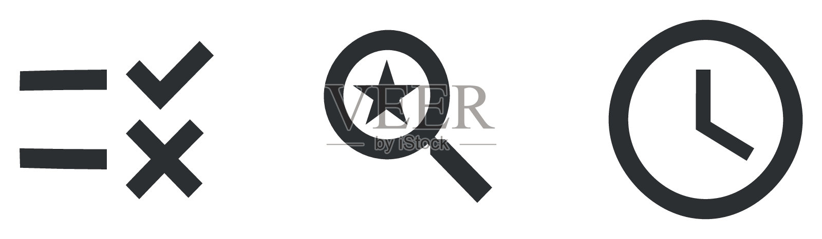 一组3个图标。现代细线图标。简单的设置。手机和网页。图标素材