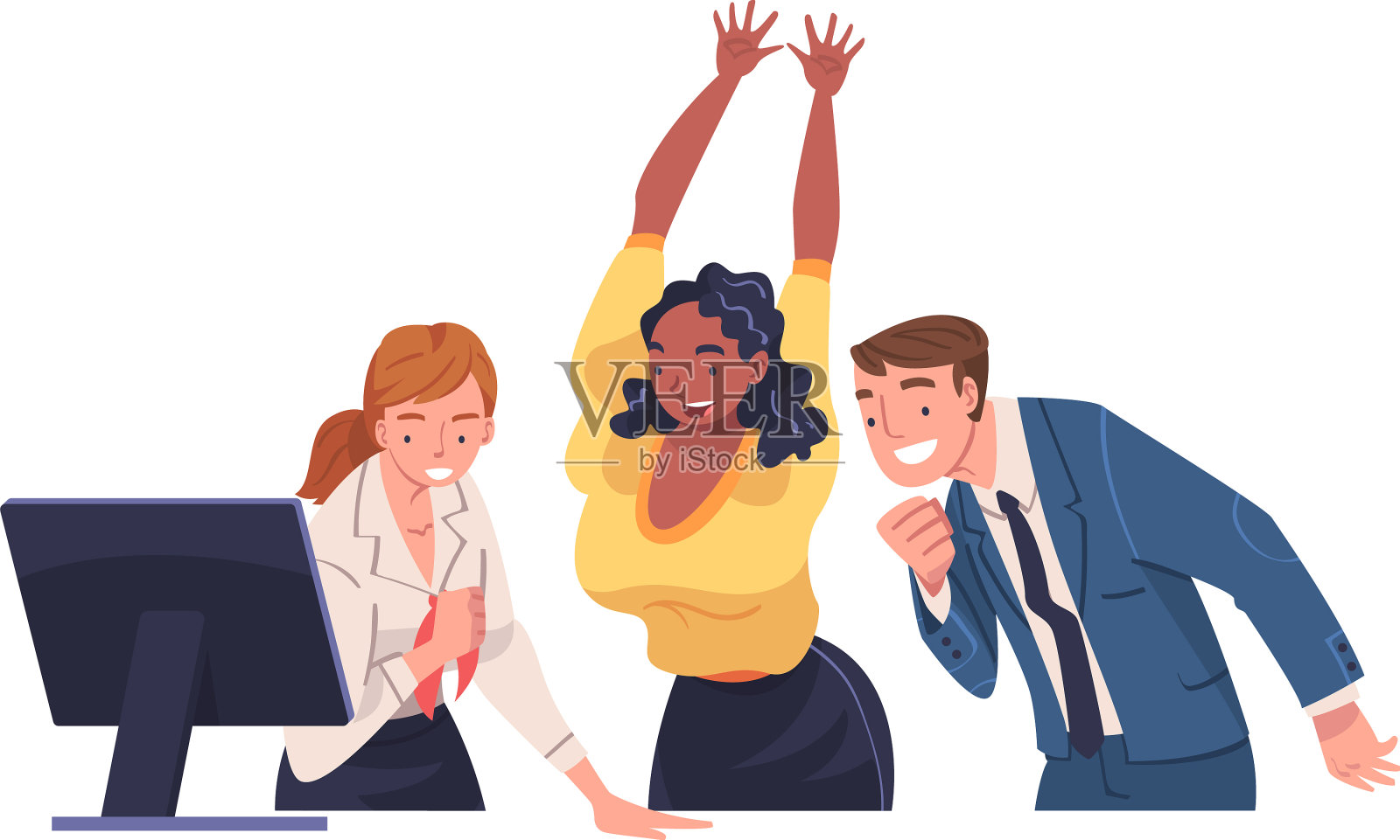 幸运的人性格庆祝成功和设计元素图片