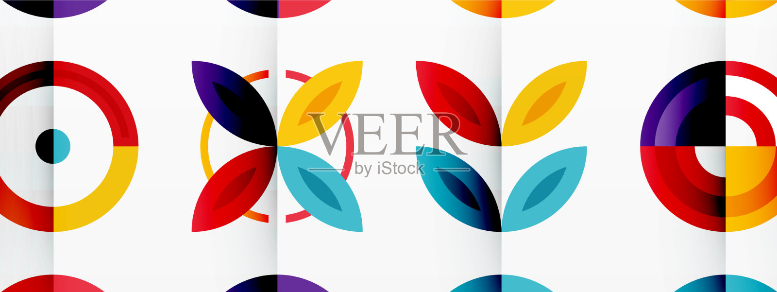 五颜六色的圆圈在一个网格组成抽象插画图片素材