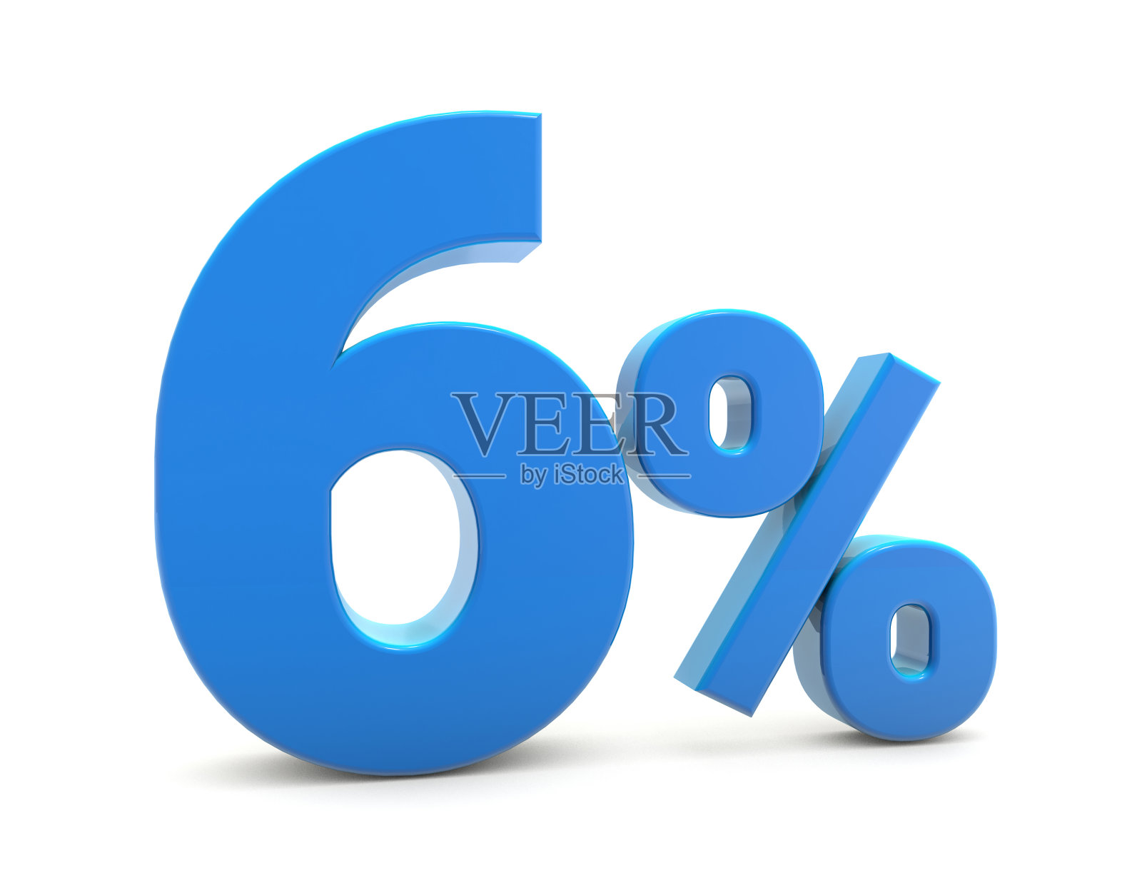 在白色背景上隔离6%的标志。3d打6折。6%的符号。3 d渲染。照片摄影图片