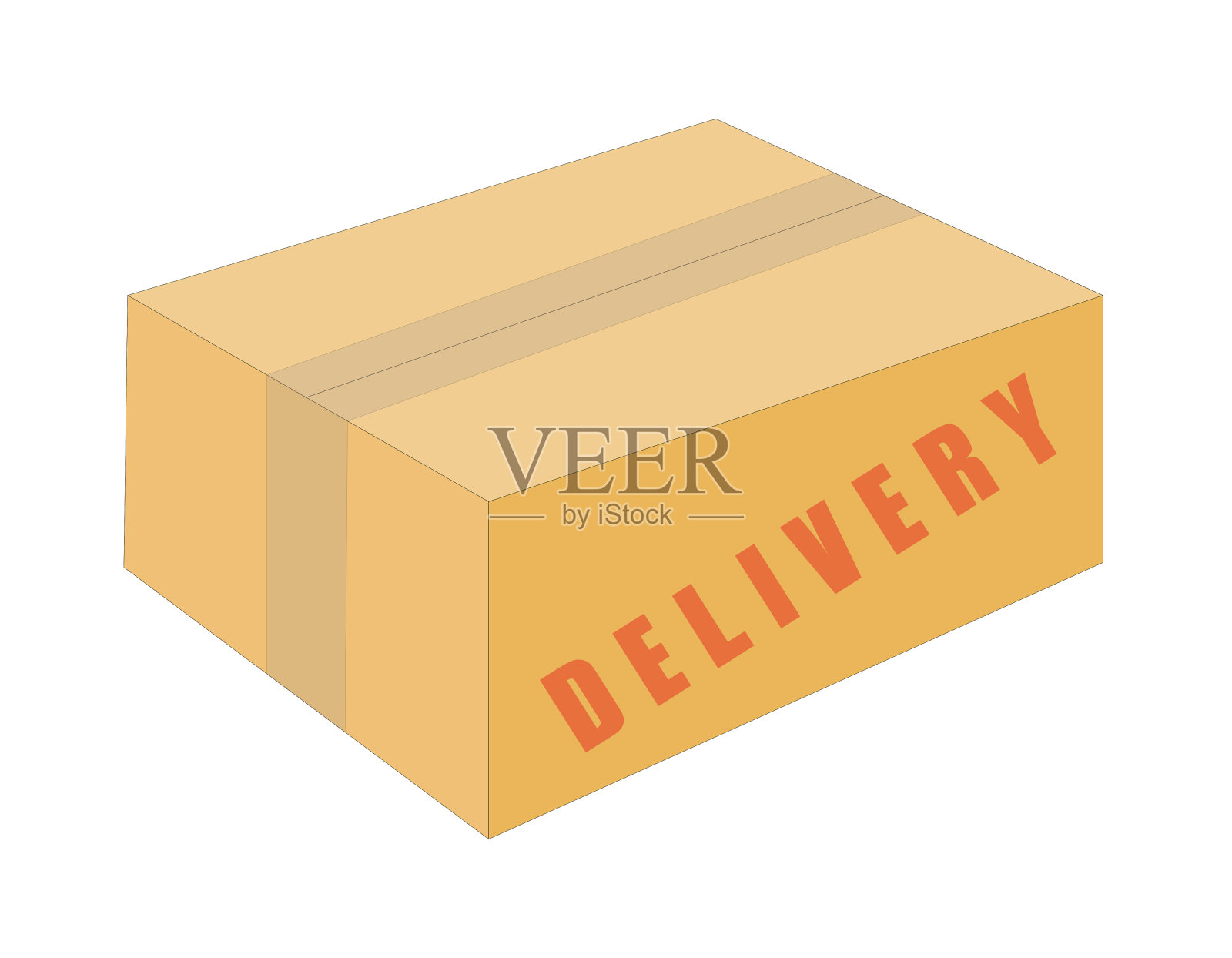纸板箱投递平面隔离在白色背景上插画图片素材