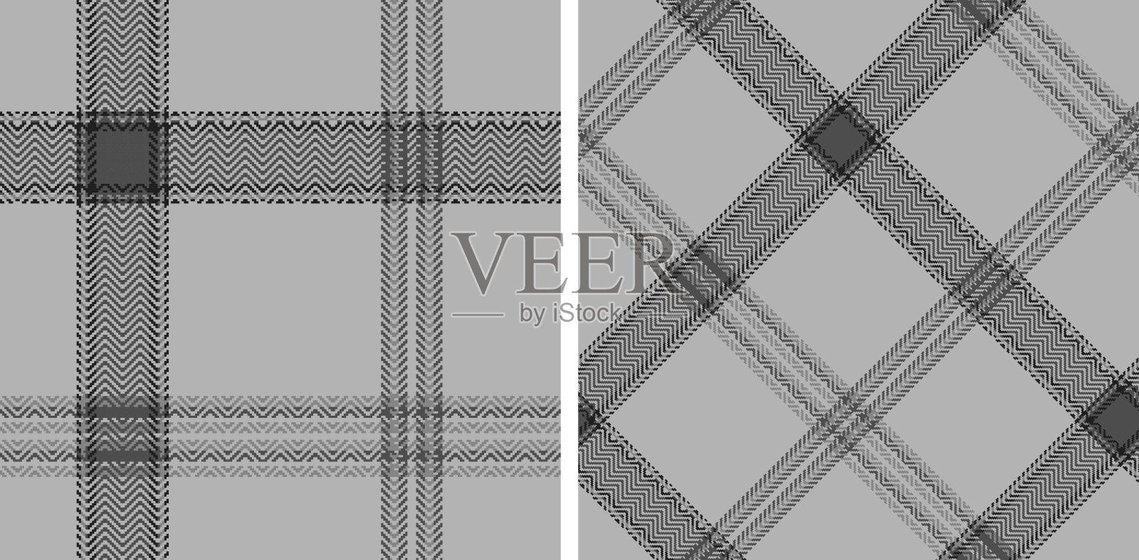 集黑白格子无缝图案。插画图片素材