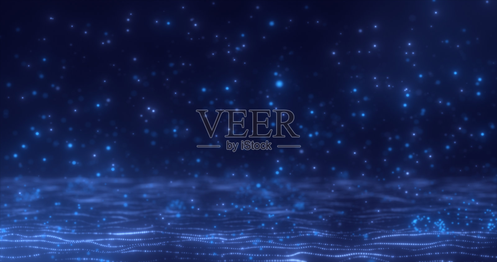 蓝色发光的粒子和神奇的能量波的抽象背景照片摄影图片