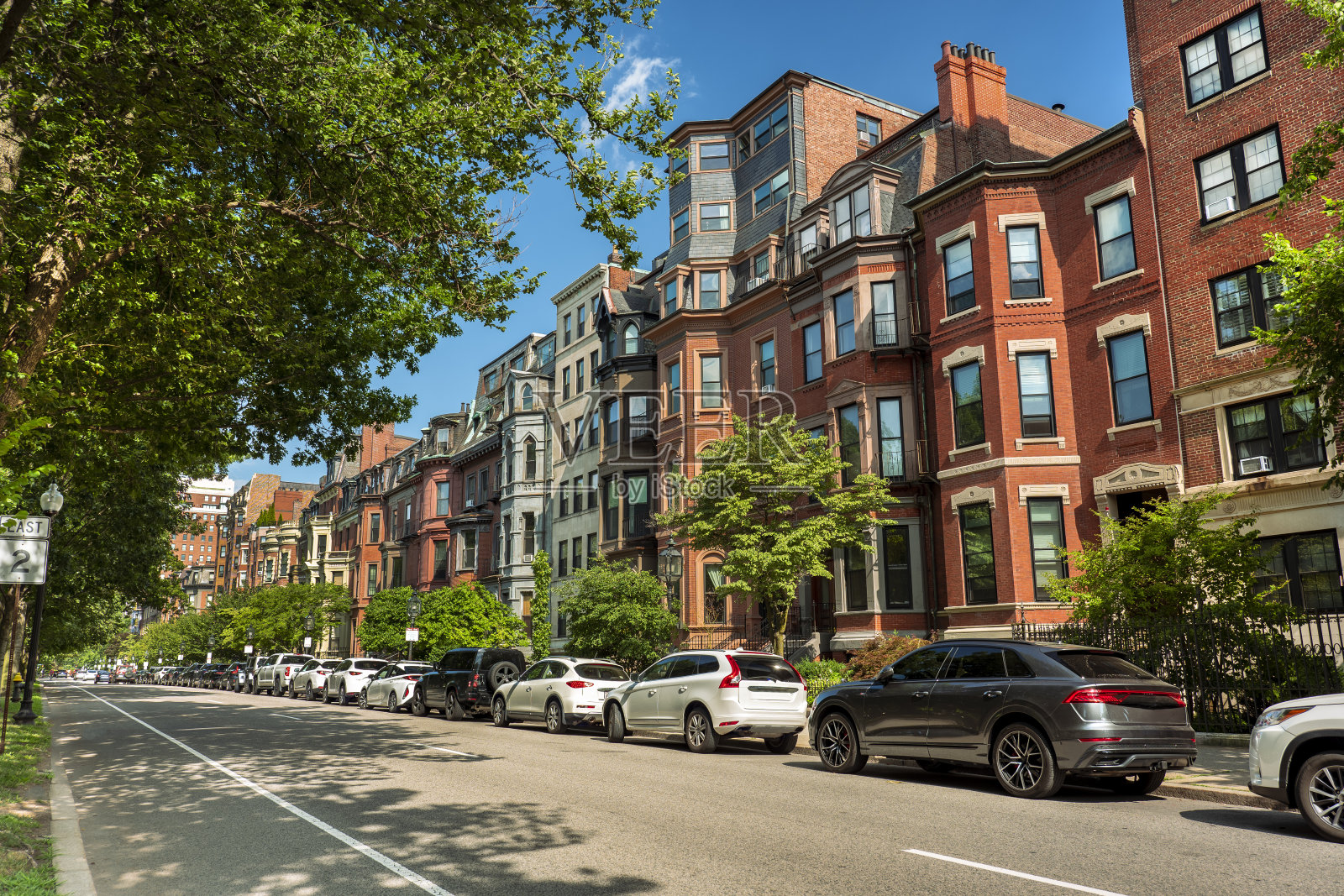 美国马萨诸塞州波士顿后湾社区的维多利亚式住宅照片摄影图片