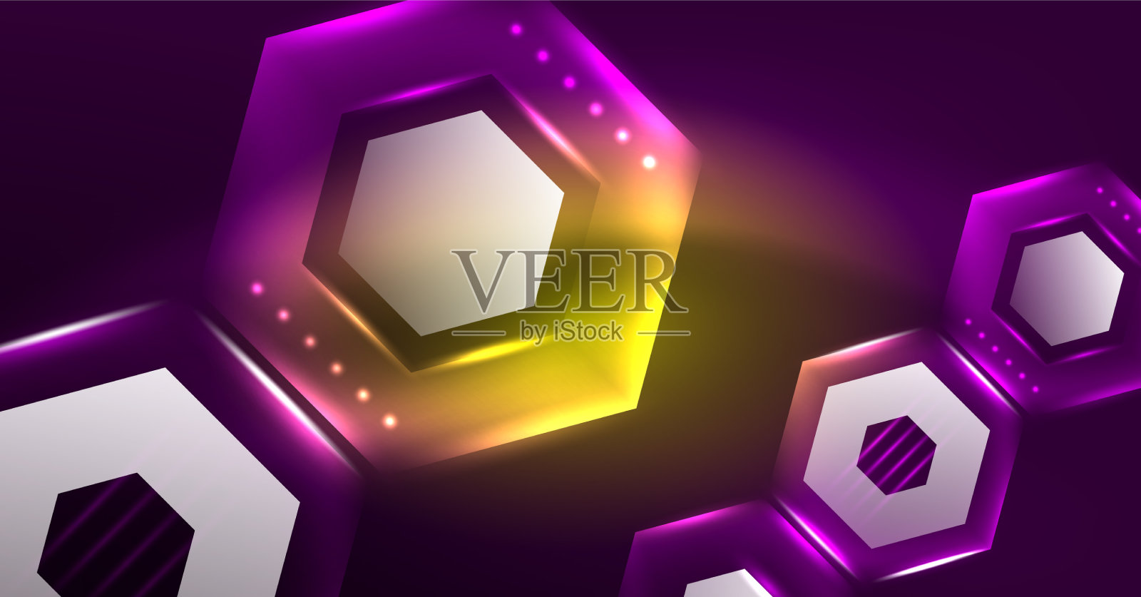 霓虹六边形背景高科技设计插画图片素材