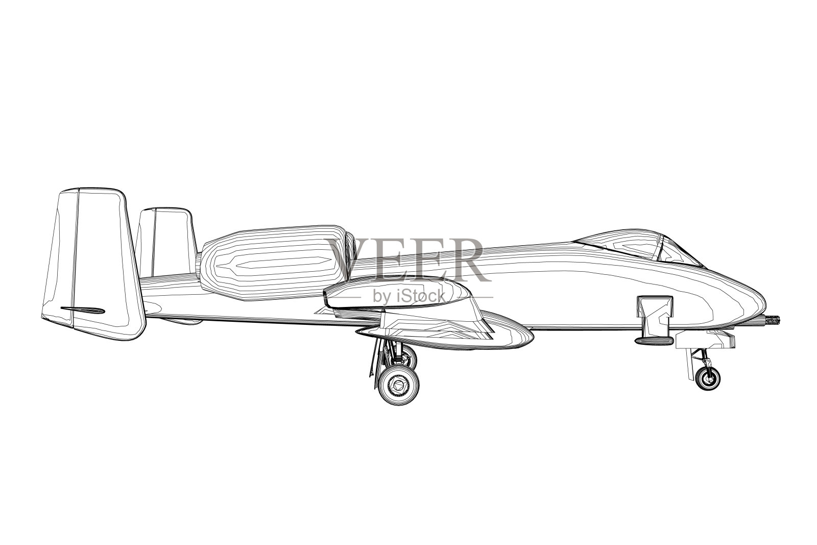 白色背景上孤立的战斗飞机。现代作战飞机。一架战斗机在白色背景上的程式化图像。矢量图像印刷品，海报和插图。插画图片素材