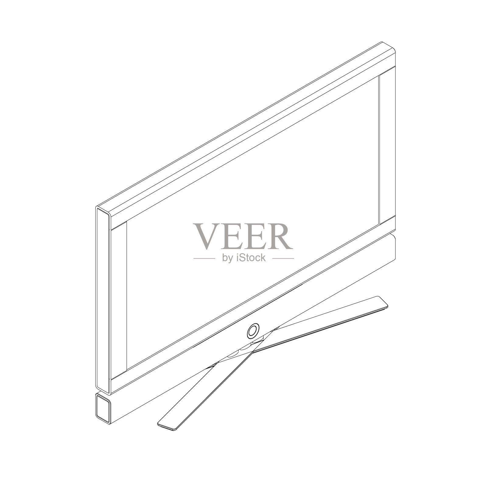 矢量笔记本电脑大纲。平面风格的个人电脑。台式电脑轮廓。电脑图标被隔离在背景上。计算机屏幕，单块，屏幕，计算机轮廓。等距视图。插画图片素材