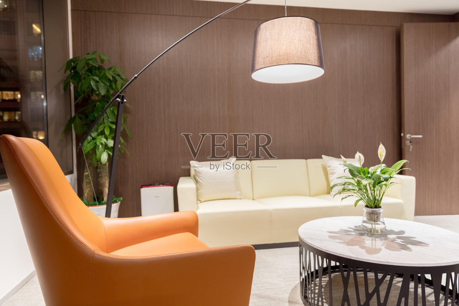 豪华休息区，单人和双人沙发照片摄影图片