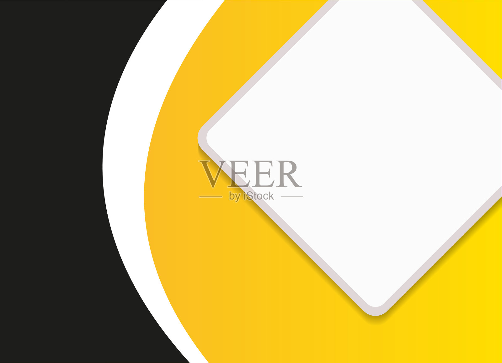 网站横幅模板，传单，传单。白色菱形框架在黄色和黑色波浪背景。空矢量模型的设计和广告。EPS10。插画图片素材