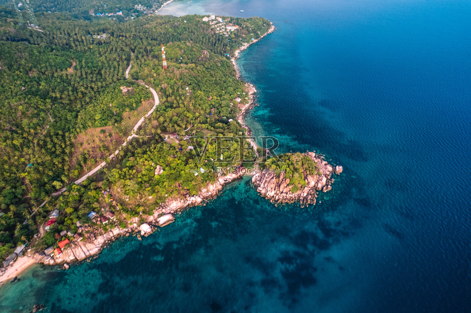 岛屿海景傍晚热带岛屿鸟瞰图照片摄影图片