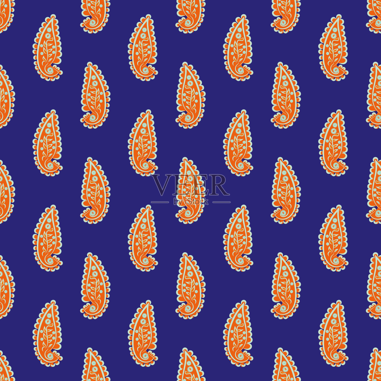 佩斯利手绘花卉几何矢量无缝背景图案插画图片素材