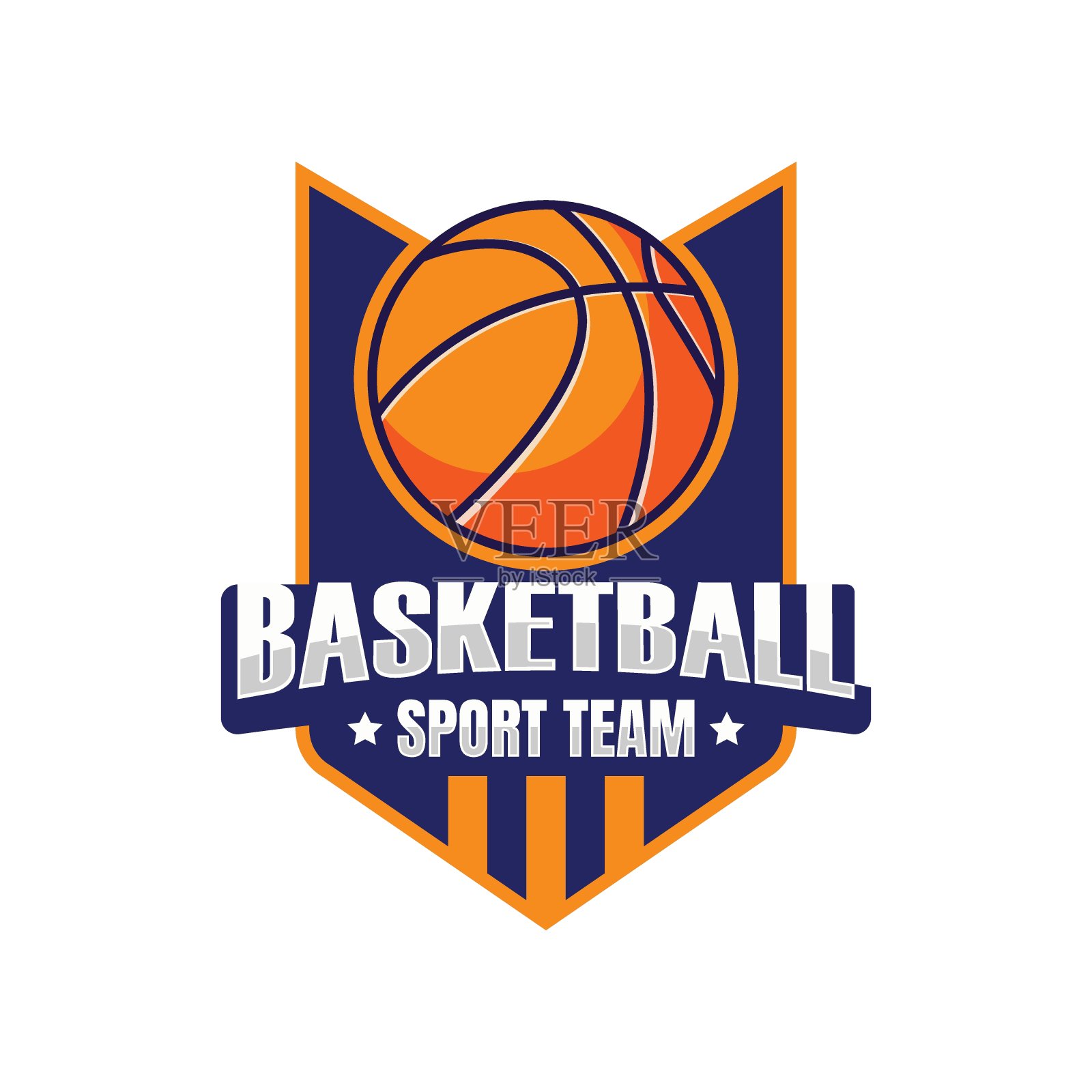 篮球俱乐部标志徽章矢量插画图片素材