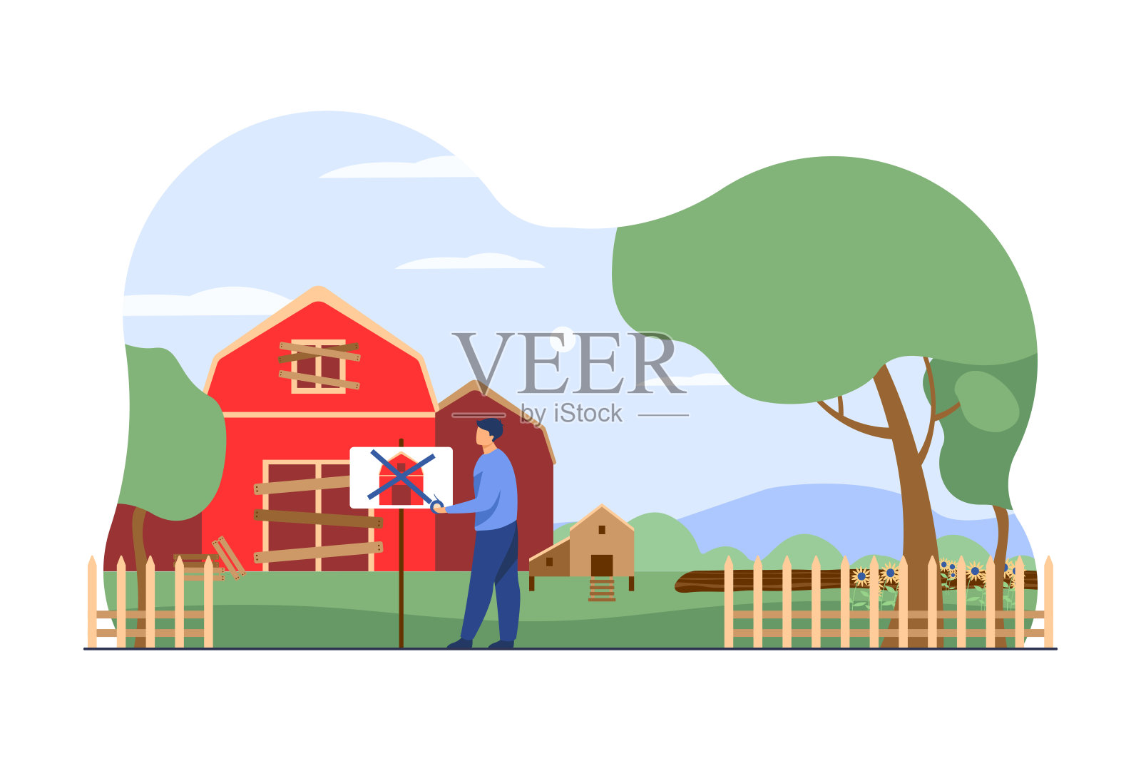 农民放限制符号矢量图插画图片素材