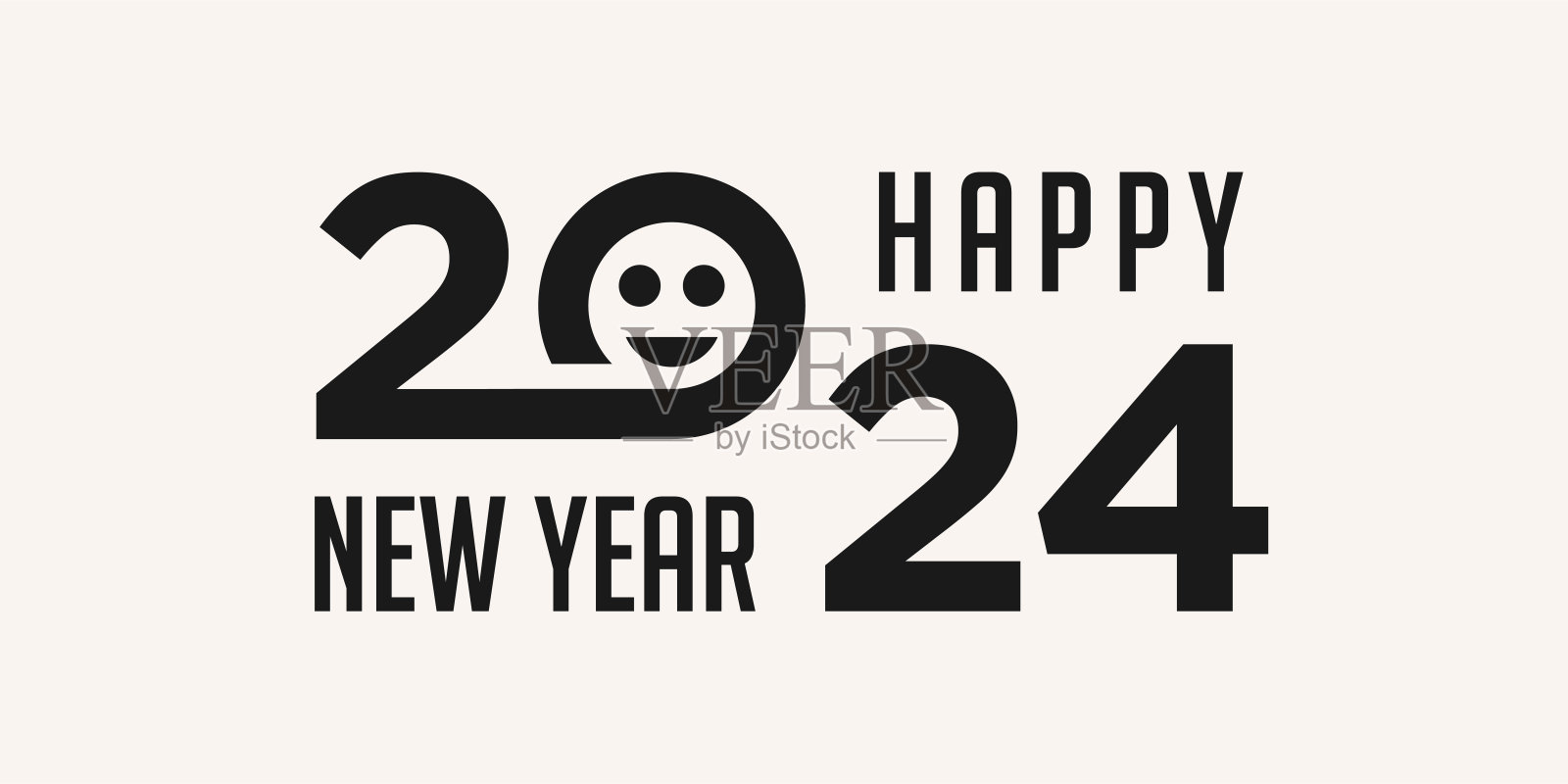 2024新年快乐标志设计向量。新潮的2024年新年设计模板。插画图片素材