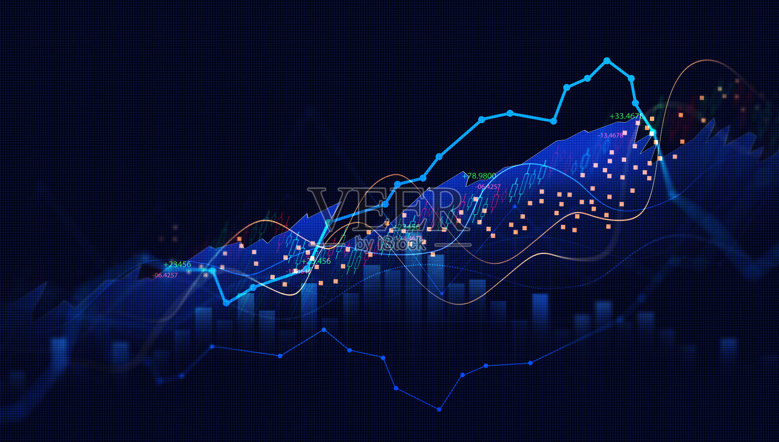 股票市场业务和交易所财务增长图表。业务图表数据图表和增长财务报告信息。插画图片素材