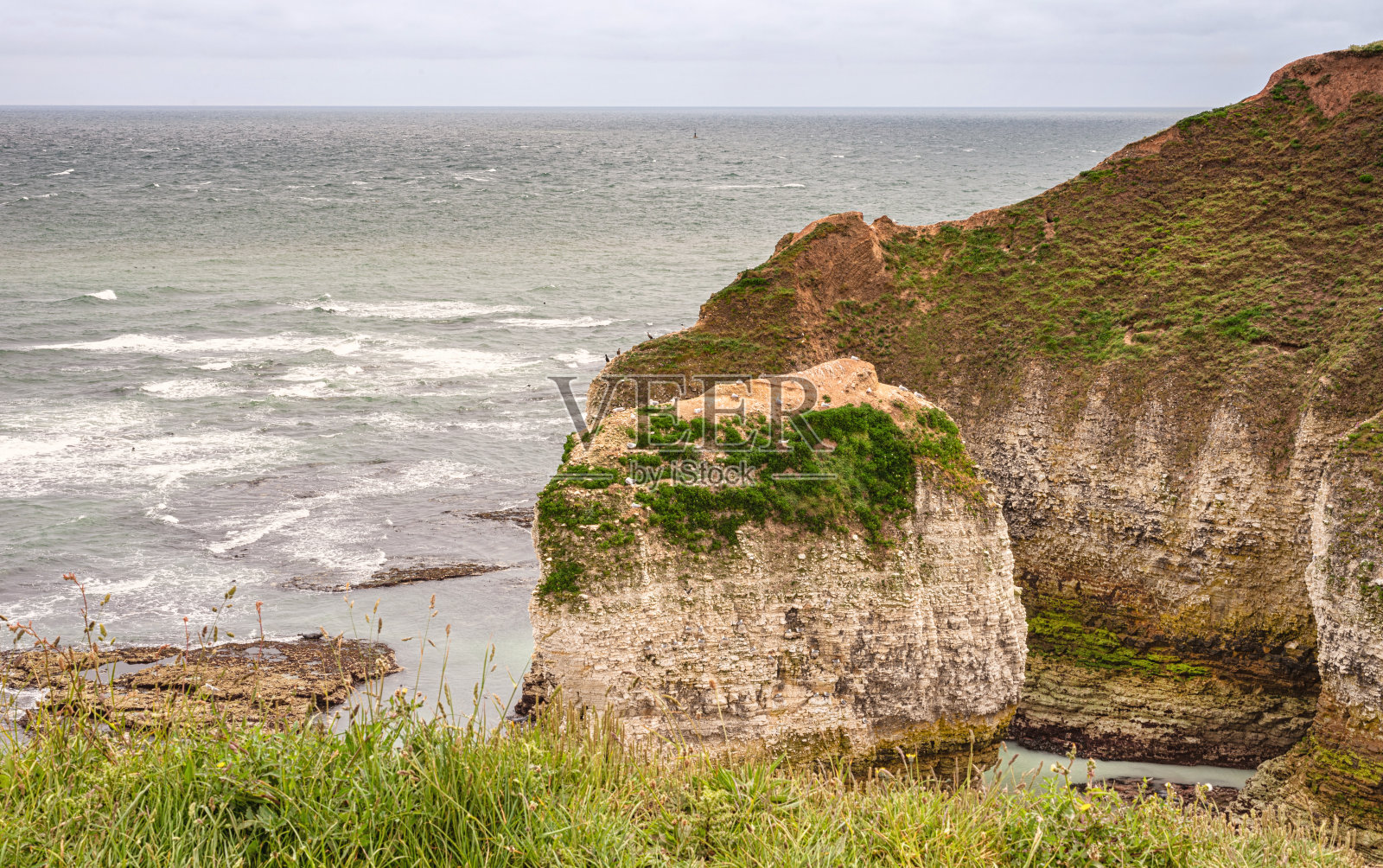 弗朗伯勒的白色悬崖。照片摄影图片
