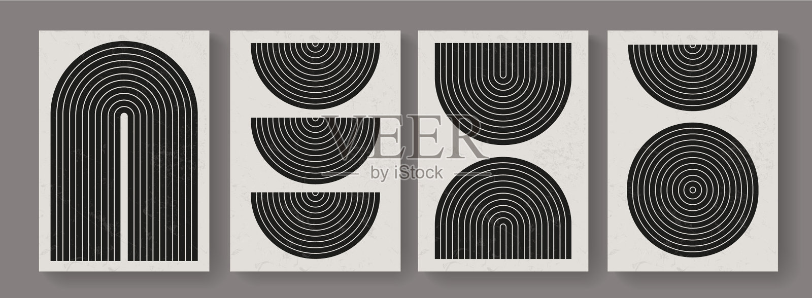 时髦的一套几何极简主义世纪中期插画图片素材