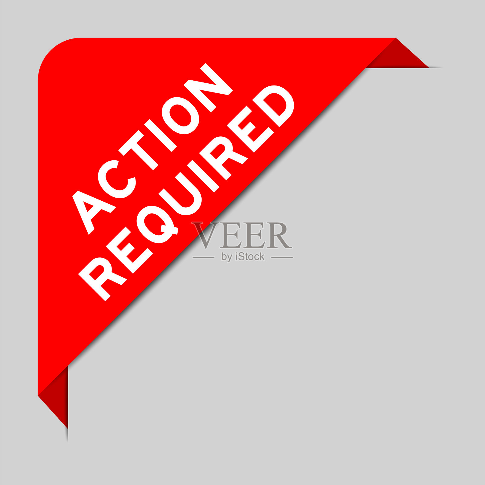 红色的角落标签横幅与文字行动要求在灰色背景插画图片素材