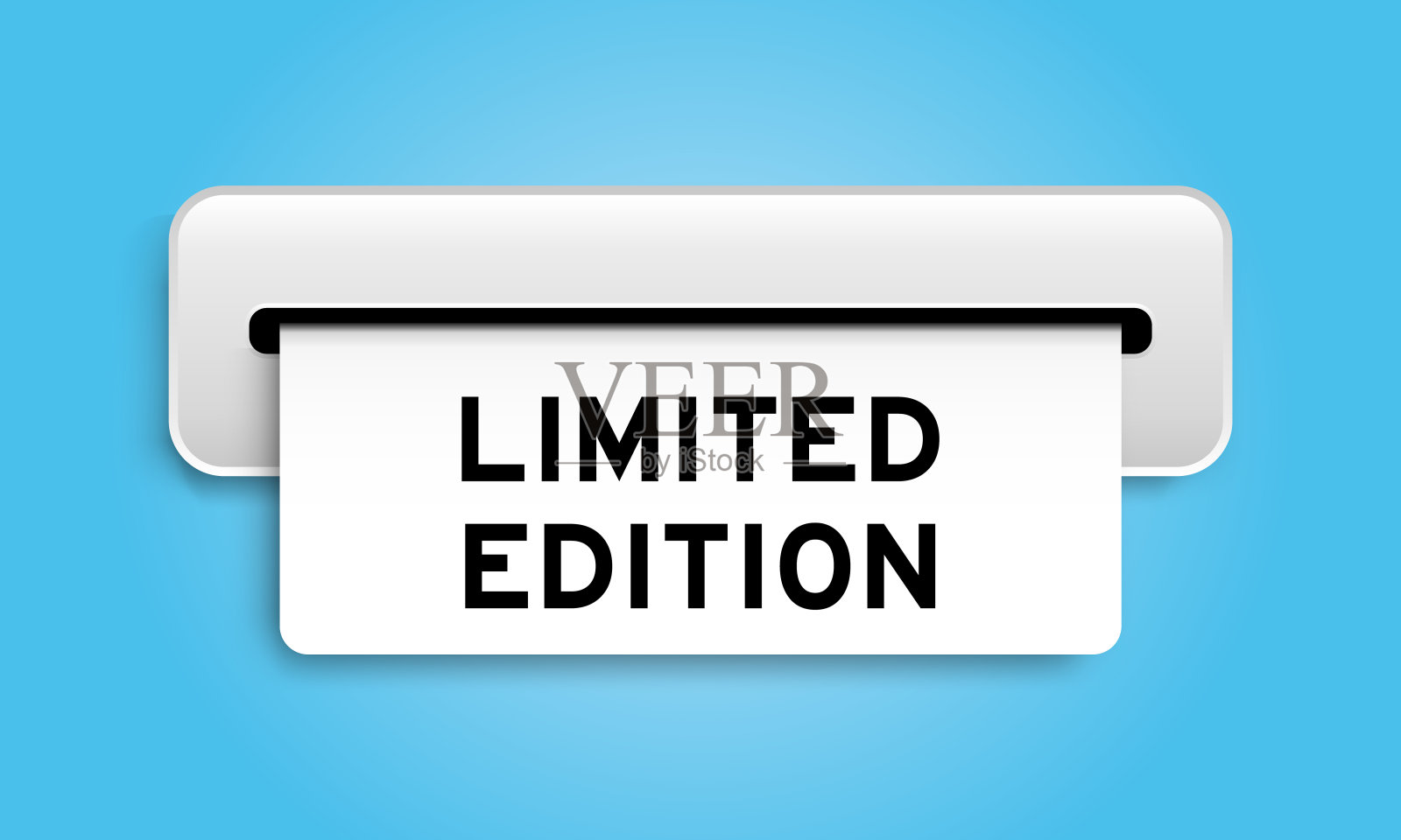 白色优惠券横幅文字限量版从机器上蓝色的背景插画图片素材