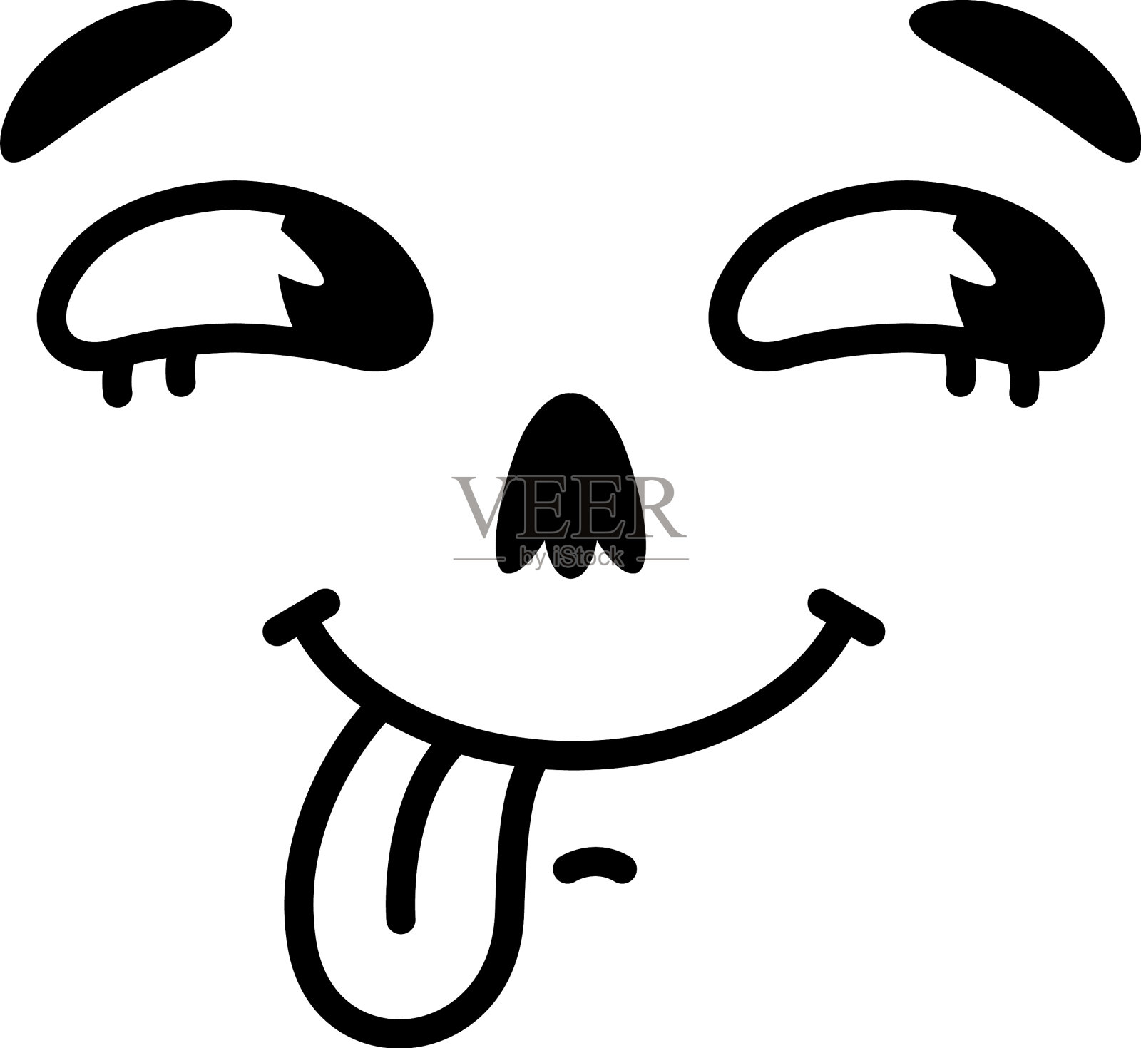 复古卡通吉祥物的脸，眼睛和嘴巴插画图片素材