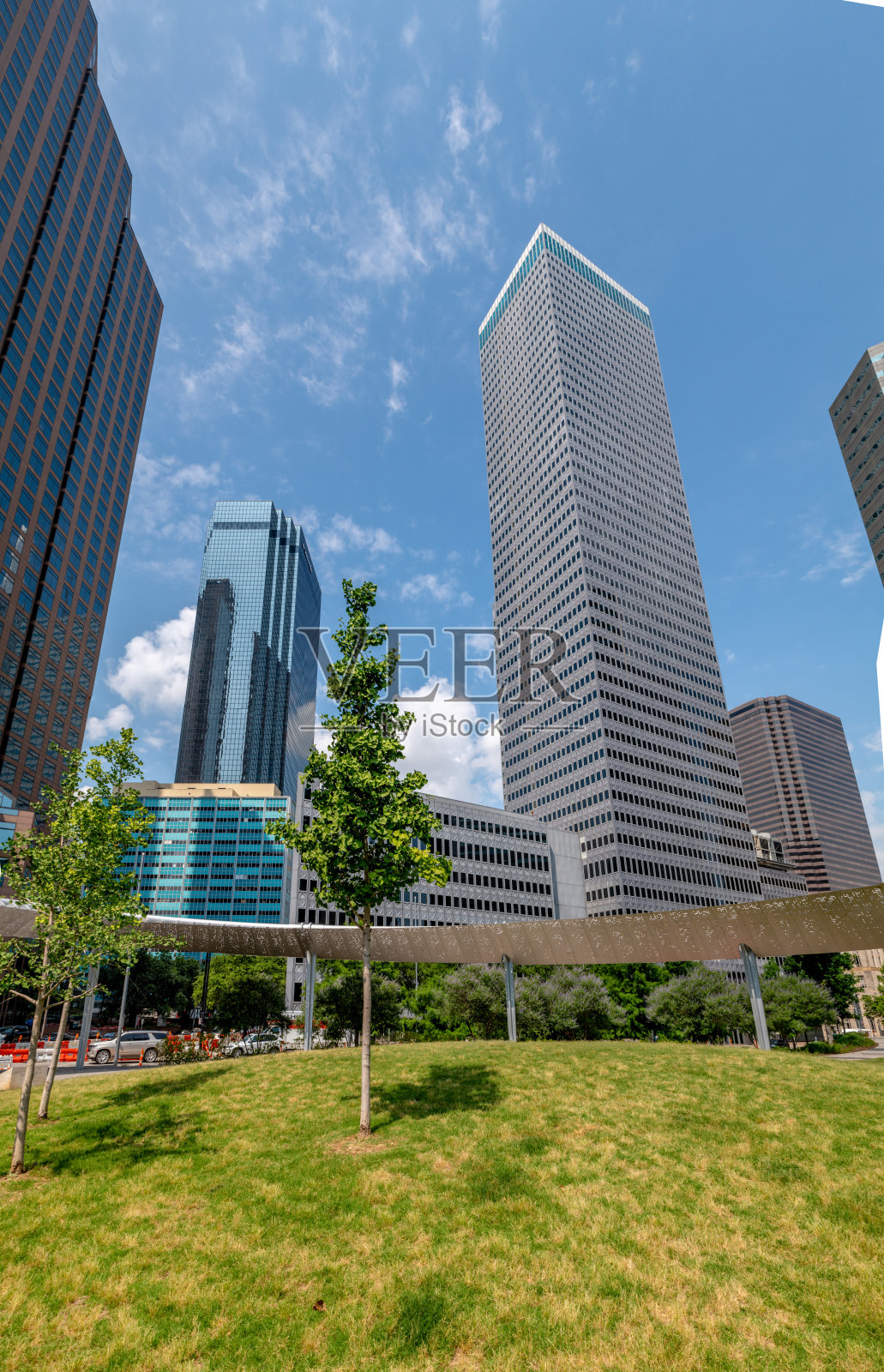 达拉斯太平洋广场的圆形遮阳板照片摄影图片