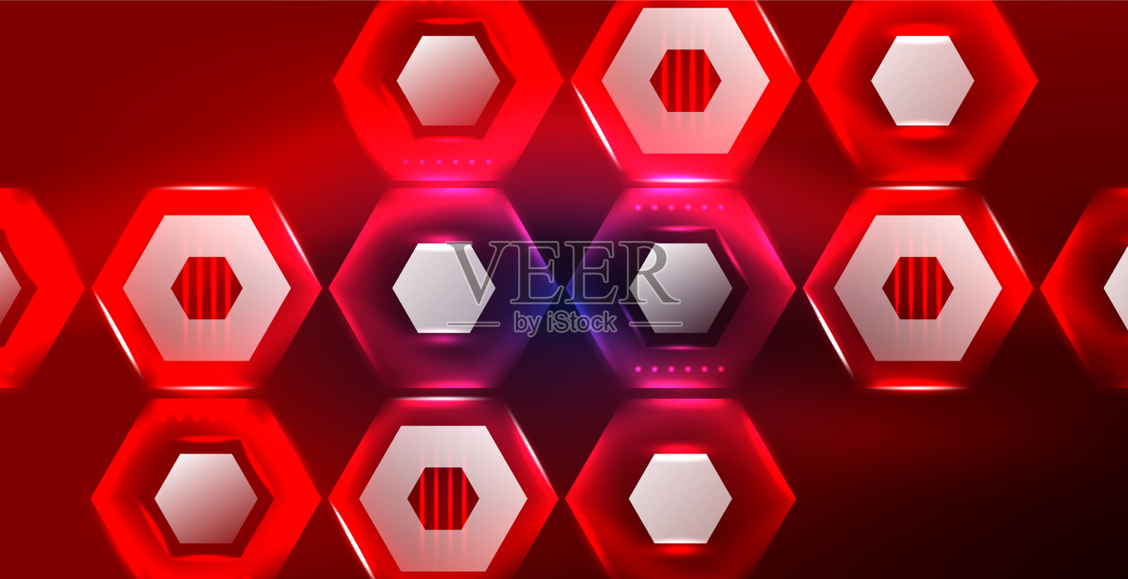 抽象背景霓虹灯六边形插画图片素材