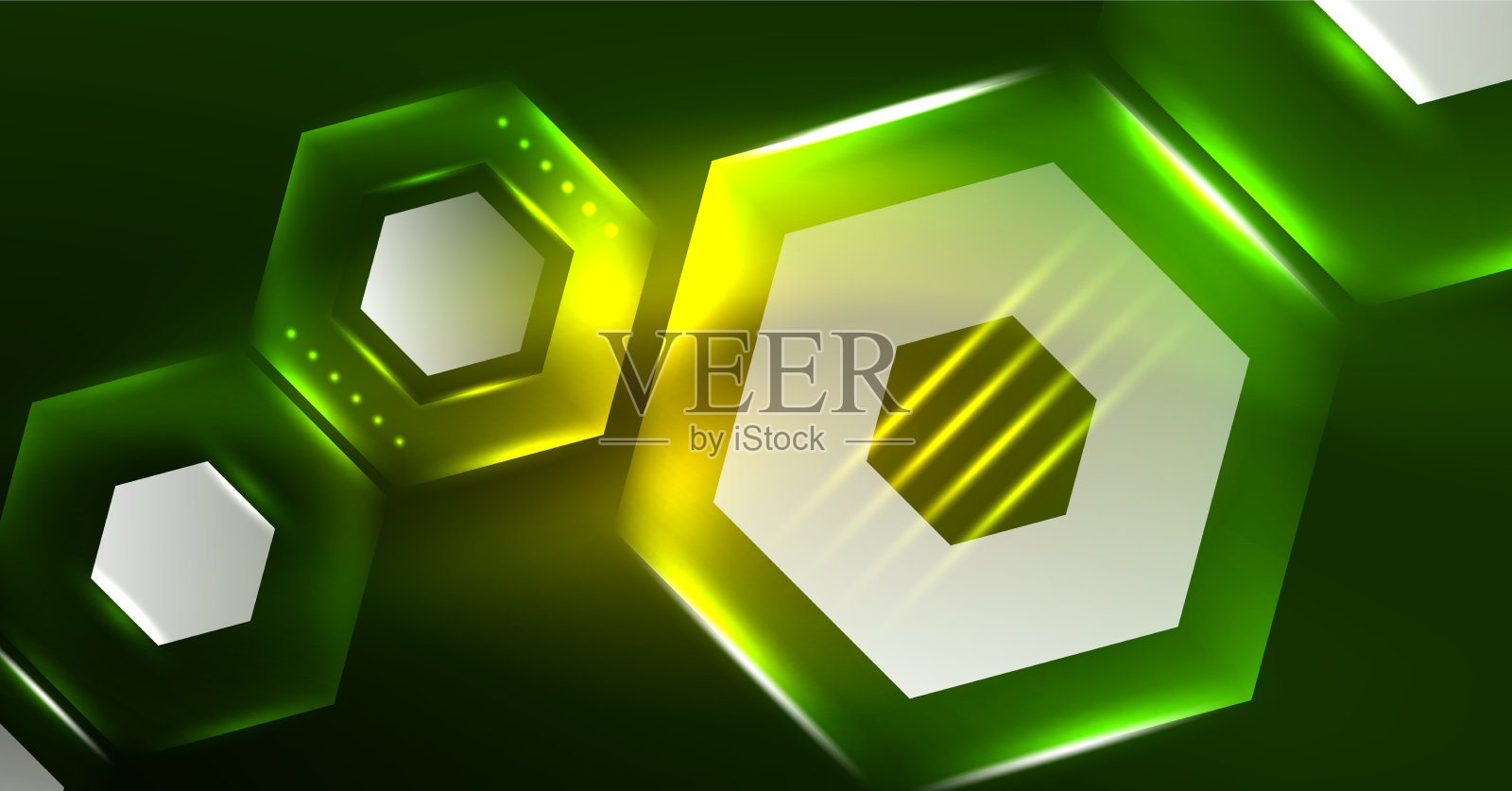 抽象背景霓虹灯六边形插画图片素材