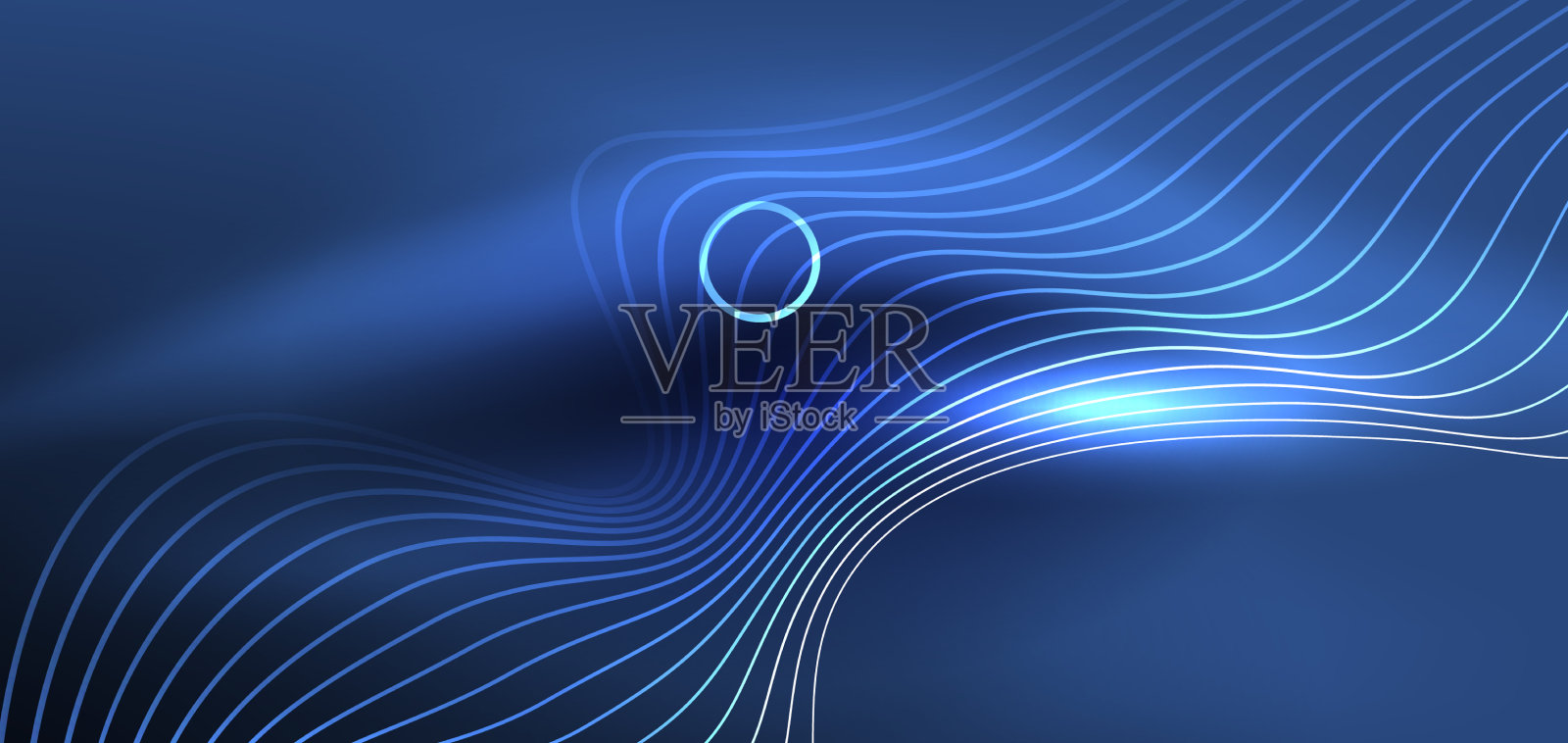 霓虹激光线，圆，波抽象插画图片素材