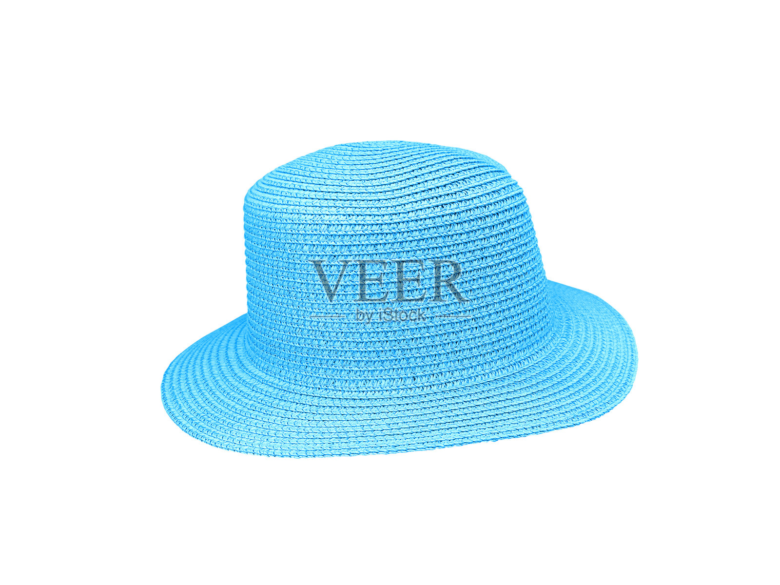 蓝色复古草帽孤立在白色背景照片摄影图片
