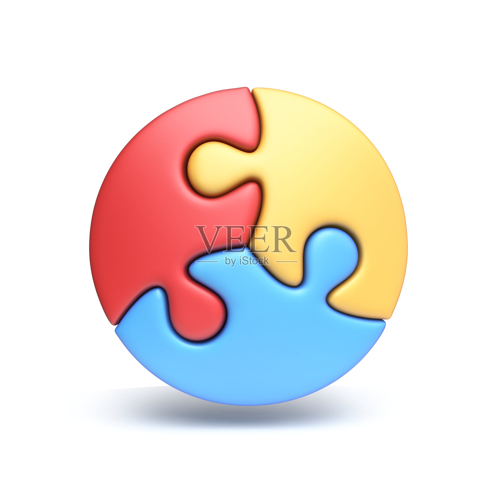 圈三个拼图3D照片摄影图片