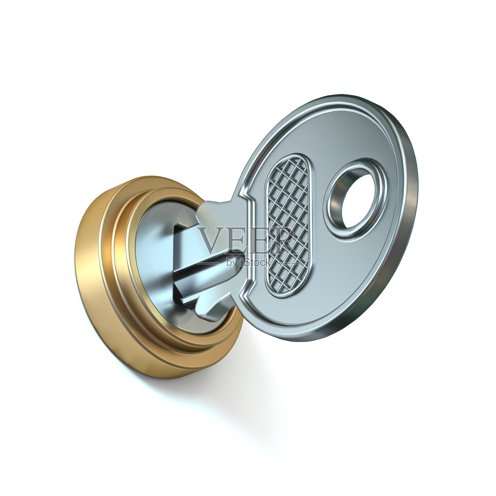 钥匙在钥匙孔3D照片摄影图片