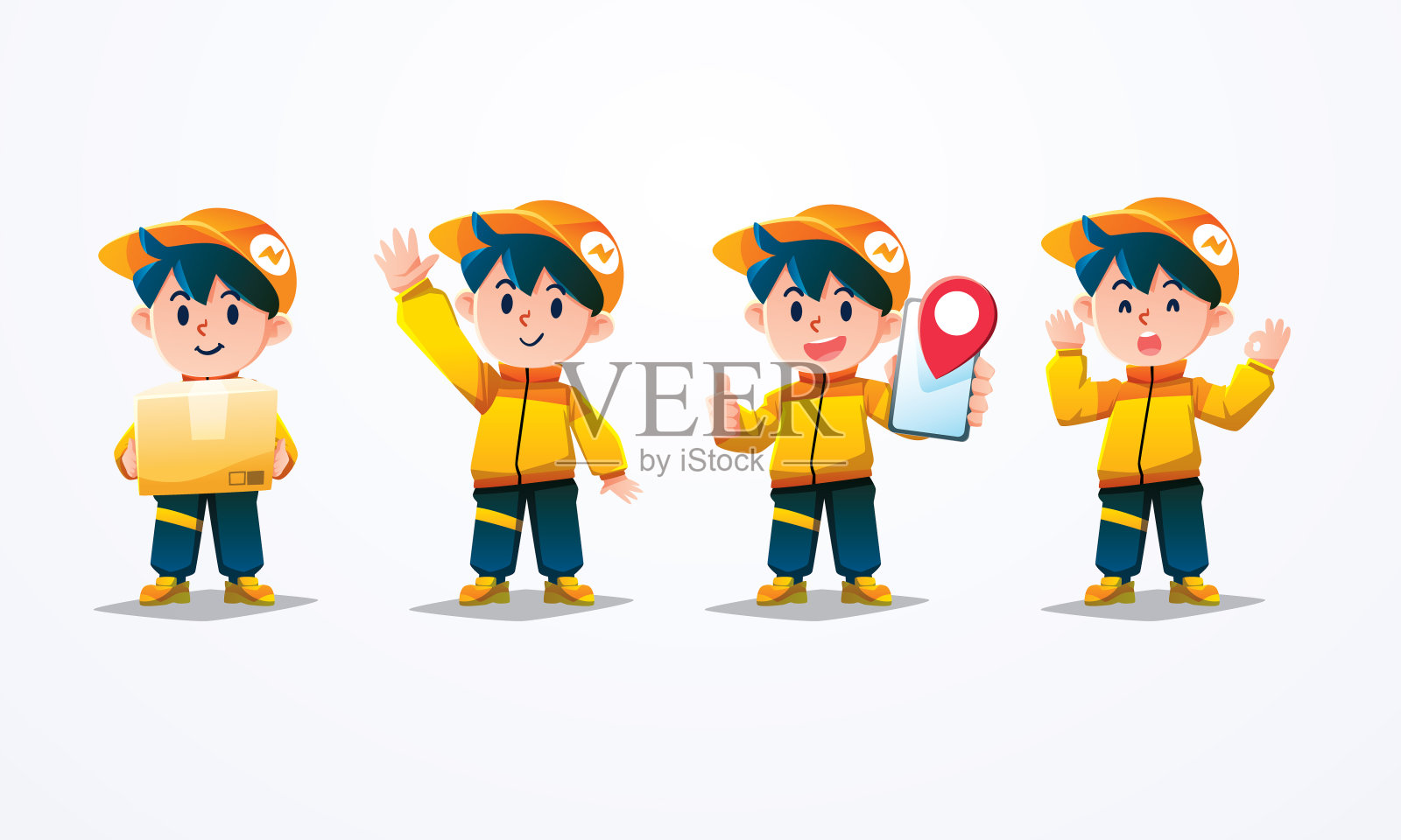 快递员吉祥物赤壁人物合集插画图片素材