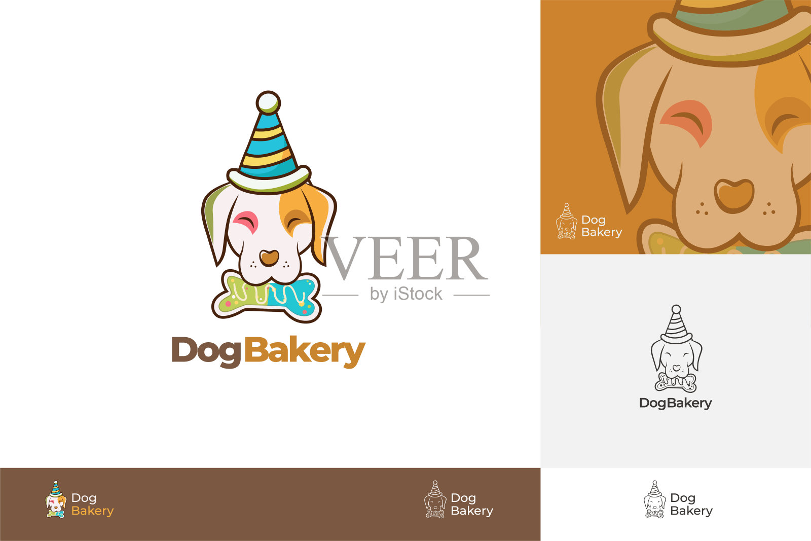 狗面包店矢量标志设计模板。插画图片素材