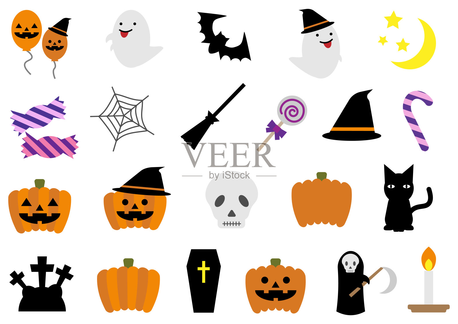 可爱的万圣节插画套装插画图片素材