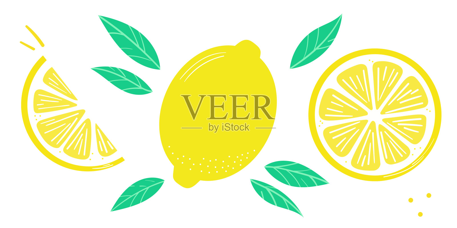 柠檬矢量剪贴艺术集，平面插图插画图片素材